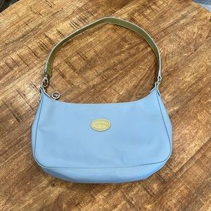 Longchamp Light Blue Hobo Shoulder Purse Bag with Zipper